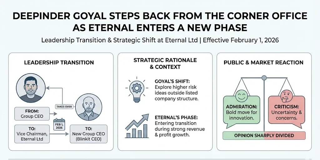 Deepinder Goyal Steps Back From The Corner Office As Eternal Enters A New Phase